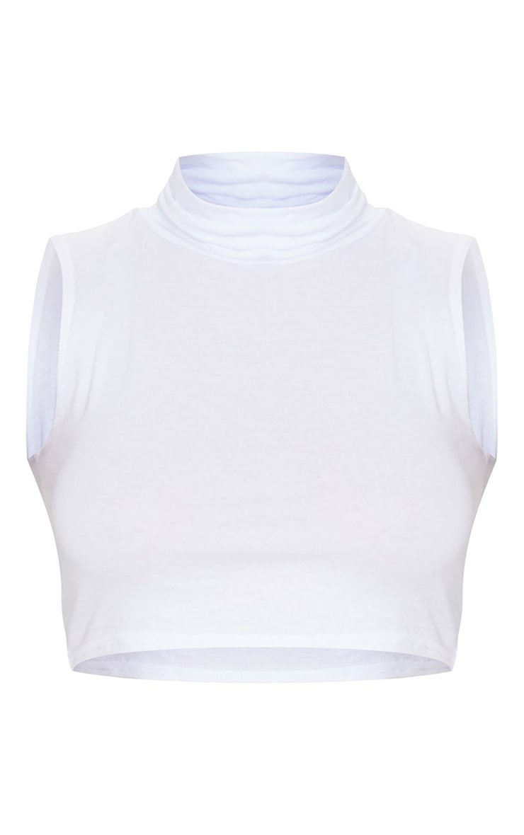 Essentiel Crop top blanc sans manches à col roulé