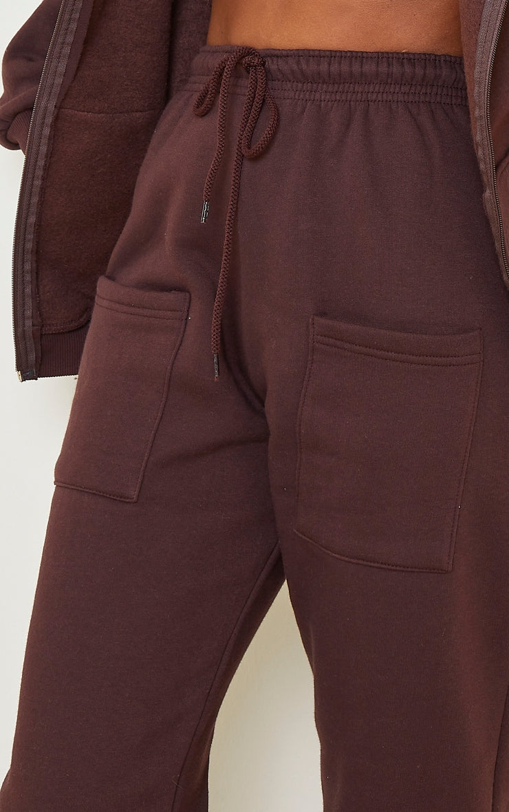 Jogging casual marron chocolat à poches sur les cuisses